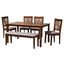 Deanna Fabric and Wood 6 Piece Dining Set In Grey and Walnut Brown