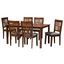 Deanna Fabric and Wood 7 Piece Dining Set In Grey and Walnut Brown