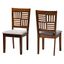 Deanna Fabric and Wood Dining Chair Set of 2 In Grey and Walnut Brown