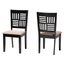 Deanna Wood Dining Chair Set of 2 In Beige and Dark Brown