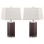 Deco Brown and Off-White 27 Inch Leather Table Lamp Set of 2