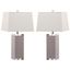 Deco Grey and Off-White 27 Inch Leather Table Lamp Set of 2