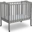 Delta Children Folding Portable Mini Baby Crib With 1.5 Inch Mattress With Greenguard Gold Certified In Grey