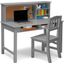Delta Children Kids Wood Desk With Hutch and Chair - Includes Cork Bulletin Board With Cubbies and Cutouts For Cords and Wires In Grey