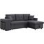 Dennis Dark Gray Linen Fabric Reversible Sleeper Sectional With Storage Chaise And 2 Stools