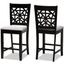 Devon Modern and Contemporary Grey Fabric Upholstered and Espresso Brown Finished Wood 2-Piece Counter Height Pub Chair Set