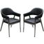 Adele Dining Chairs Set of 2 In Black Leatherette With Brushed Stainless Steel Leg