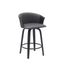 Diana 26 Inch Swivel Black Wood Counter Stool In Gray Faux Leather