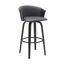Diana 30 Inch Swivel Black Wood Bar Stool In Gray Faux Leather