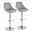Diana Adjustable Bar Stool Set of 2 In Weathered Grey and Chrome