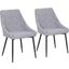 Diana Contemporary Chair In Black Metal And Grey Corduroy Fabric - Set Of 2
