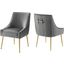 Discern Gray Pleated Back Upholstered Performance Velvet Dining Chair Set of 2