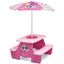 Disney Minnie Mouse 4 Seat Activity Picnic Table with Umbrella and Lego Compatible Tabletop In Pink