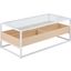 Display Coffee Table in White Metal, Natural Wood, and Clear Glass