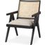 Donna Black Wood Cane-Back With Beige Upholstered Seat Accent Chair