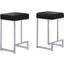 Dorrington Faux Leather Backless Counter Height Stool Set of 2 In Black And Silver