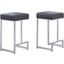 Dorrington Faux Leather Backless Counter Height Stool Set of 2 In Gray And Silver