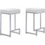 Dorrington Faux Leather Backless Counter Height Stool Set of 2 In White And Silver