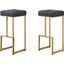 Dorrington Modern Faux Leather Backless Bar Stool Set of 2 In Gray And Gold