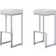 Dorrington Modern Faux Leather Backless Bar Stool Set of 2 In White And Silver
