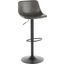 Duke Industrial Adjustable Barstool In Black Metal And Grey Faux Leather - Set Of 2