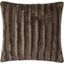 Duke Polyester Brushed Solid Stripe Plaited Long Fur Square Pillow In Brown