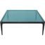 Dynasty Square Coffee Table With Ocean Blue Glass Top