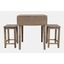 Eastern Tides Wire-Brushed Acacia Three Piece Backless Counter Height Dining Set In Brushed Bisque