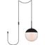 Eclipse 1 Light Black Plug In Pendant With Frosted White Glass LDPG6032BK