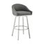 Eleanor 30 Inch Swivel Bar Stool In Brushed Stainless Steel with Gray Faux Leather