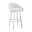 Eleanor 30 Inch Swivel Bar Stool In Brushed Stainless Steel with White Faux Leather