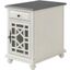 Elegant Chairside Table With Power In White With Grey Top