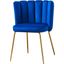 Elegante Blue Velvet Fabric Side Chairs Set of 2