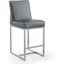 Element 24 Inch Faux Leather Counter Stool in Graphite and Polished Chrome