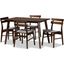 Eleri Mid-Century Modern Transitional Light Grey Fabric Upholstered and Walnut Brown Finished Wood 5-Piece Dining Set