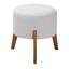 Elkie Boucle Fabric and Wood Ottoman Footstool In Light Grey and Walnut Brown