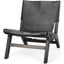 Elodie Black Leather With Black Stain Beech Wood Frame Accent Chair