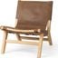 Elodie Brown Leather With Natural Beech Wood Frame Accent Chair