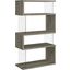 Emelle 4-Shelf Bookcase with Glass Panels In Grey Driftwood/Clear