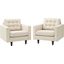 Empress Beige Arm Chair Upholstered Fabric Set of 2