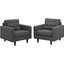 Empress Gray Arm Chair Upholstered Fabric Set of 2