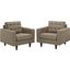 Empress Oatmeal Arm Chair Upholstered Fabric Set of 2