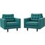 Empress Teal Arm Chair Upholstered Fabric Set of 2
