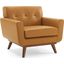 Engage Tan Top-Grain Leather Living Room Lounge Accent Arm Chair