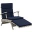 Envisage Light Gray Navy Chaise Outdoor Patio Wicker Rattan Lounge Chair