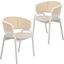 Ervilla Dining Chair Set of 2 with Steel Legs and Wicker Back In Beige