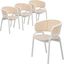 Ervilla Dining Chair Set of 4 with Steel Legs and Wicker Back In Beige