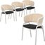 Ervilla Dining Chair Set of 4 with White Steel Legs and Wicker Back In Black