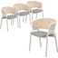 Ervilla Dining Chair Set of 4 with White Steel Legs and Wicker Back In Grey