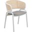 Ervilla Dining Chair with White Steel Legs and Wicker Back In Grey